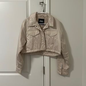 Zara silk cropped bomber jacket